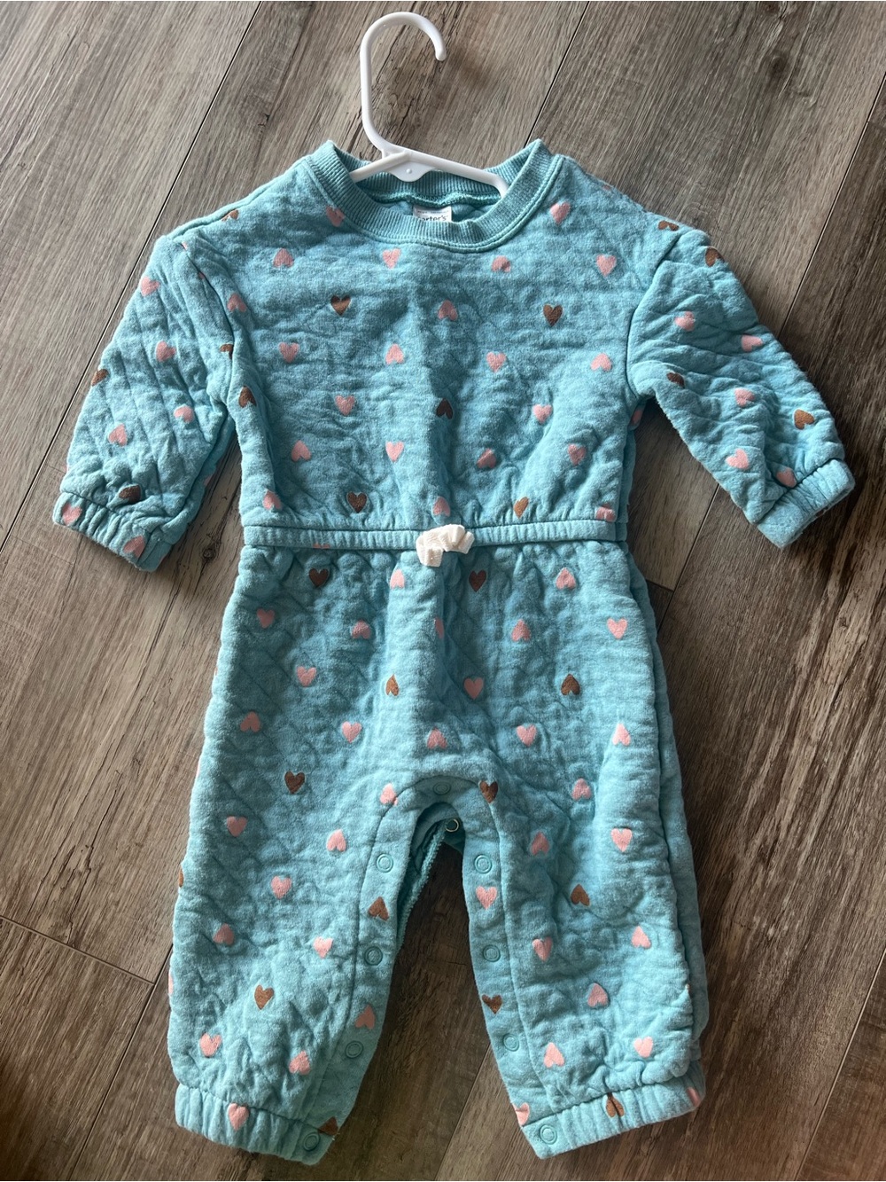 Carter’s Quilted Heart One-Piece Romper - Light Teal